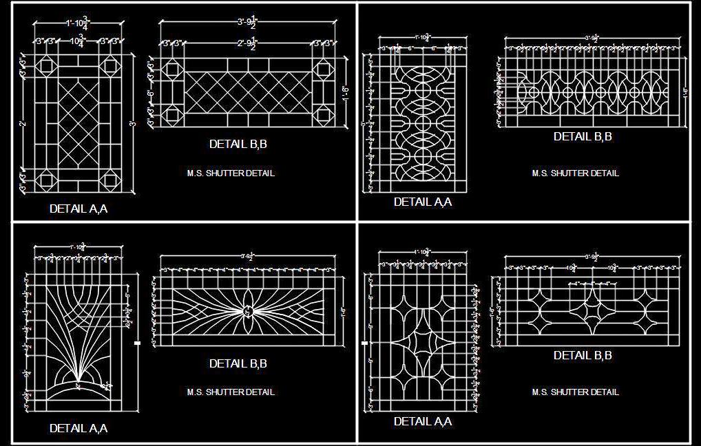 Wrought Iron Grill CAD Blocks- Railing, Boundary Wall, Fence